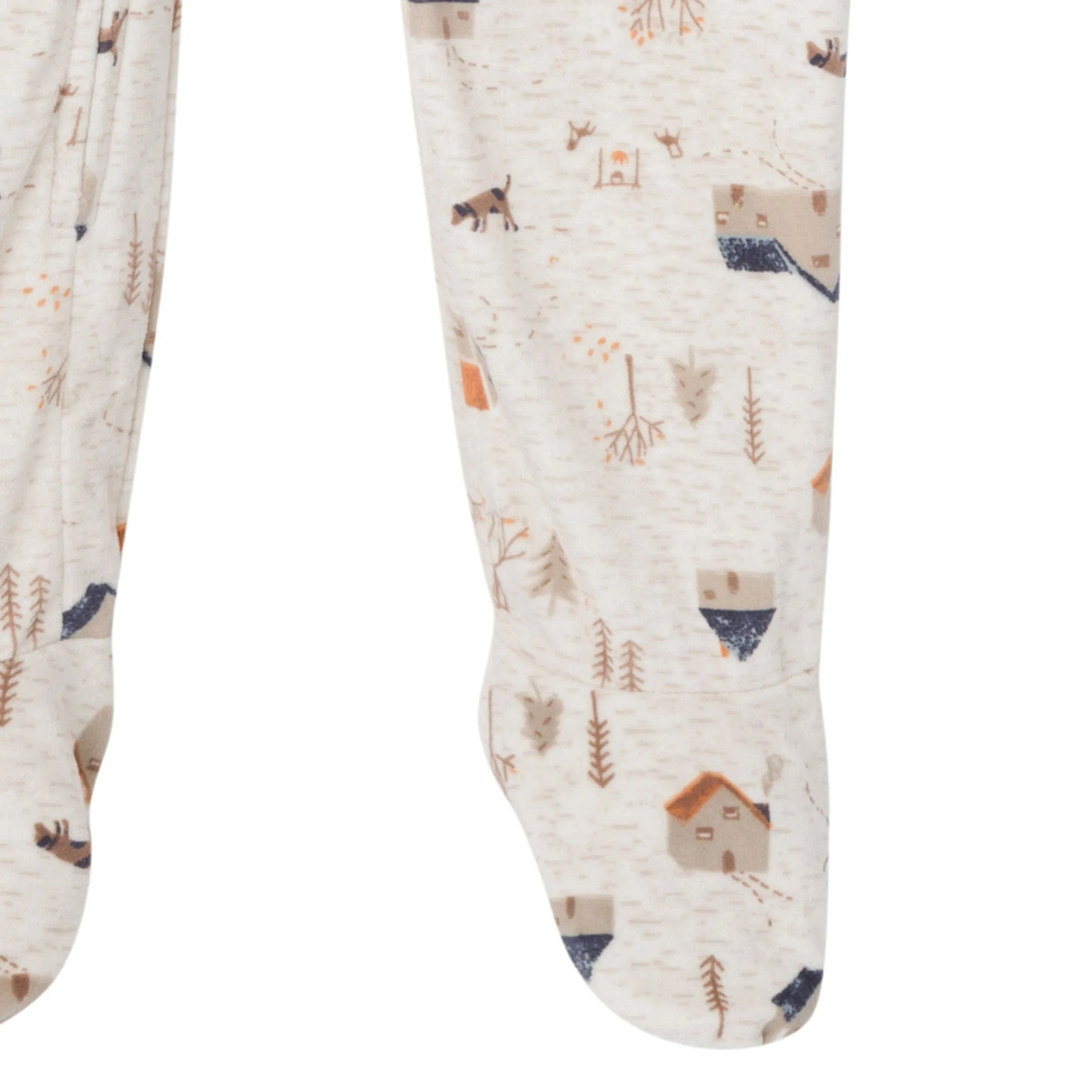 Infant and Toddler Boys Oatmeal Village Footed Fleece Pajamas Gerber Childrenswea