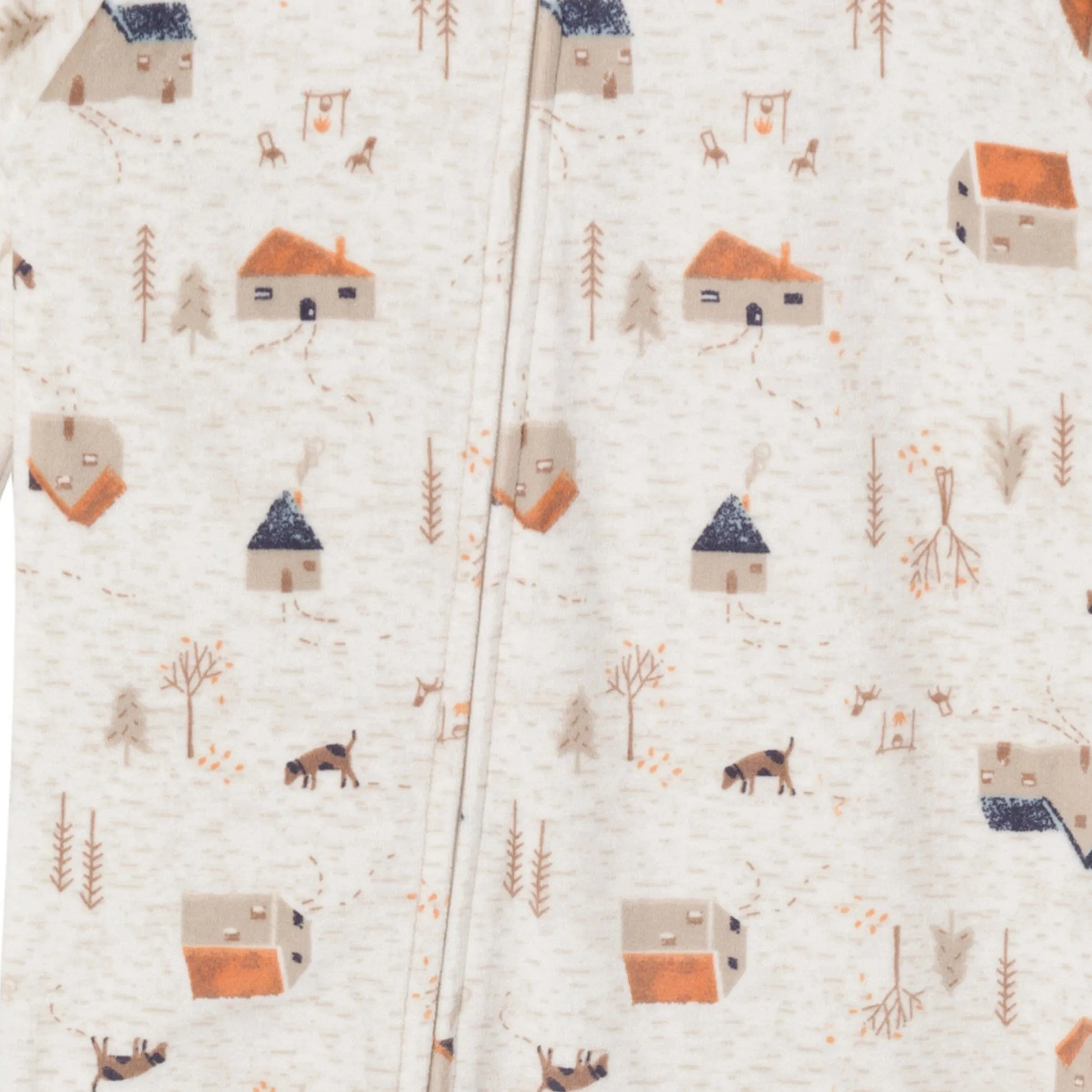 Infant and Toddler Boys Oatmeal Village Footed Fleece Pajamas Gerber Childrenswea
