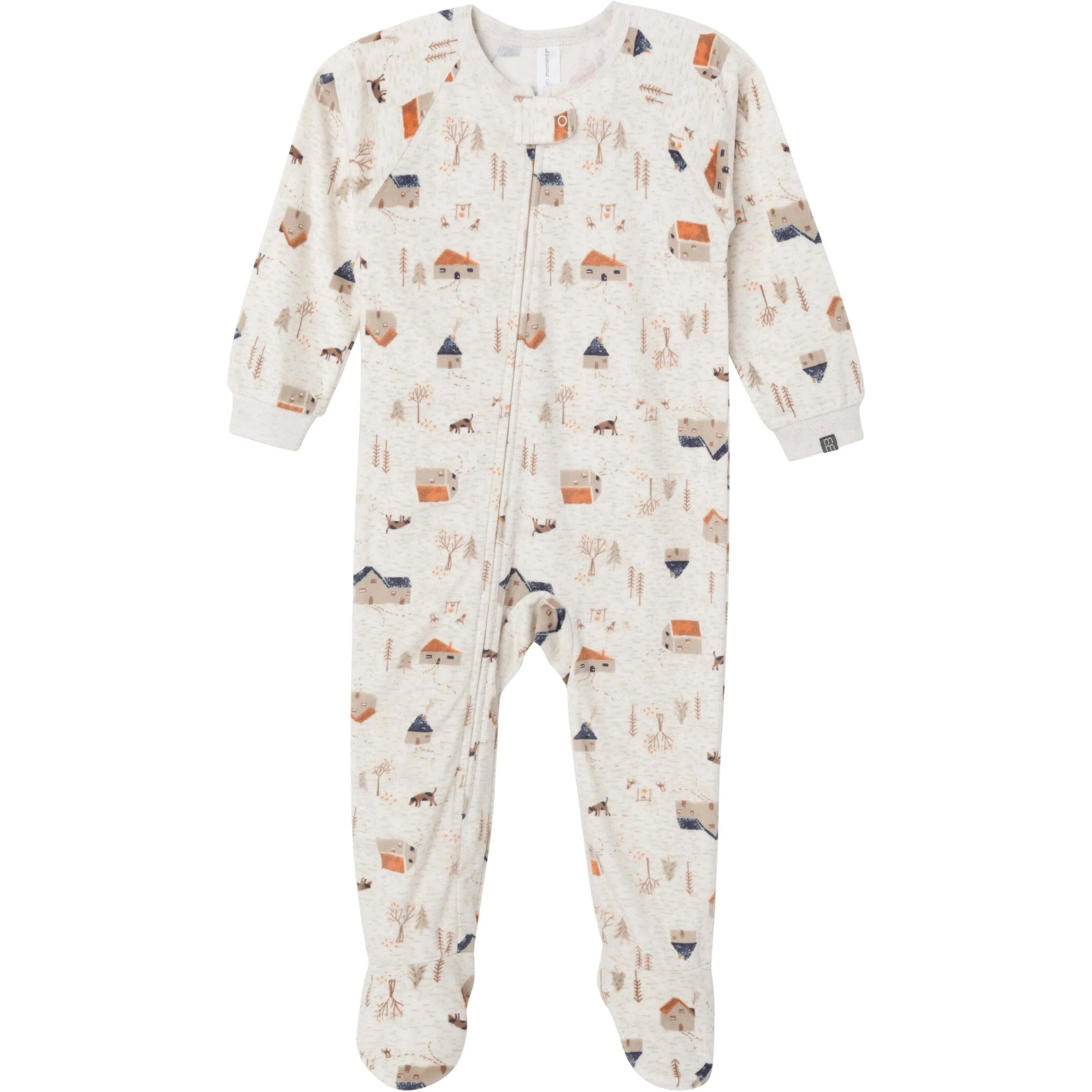 Infant and Toddler Boys Oatmeal Village Footed Fleece Pajamas Gerber Childrenswea