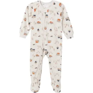 Infant and Toddler Boys Oatmeal Village Footed Fleece Pajamas Gerber Childrenswea