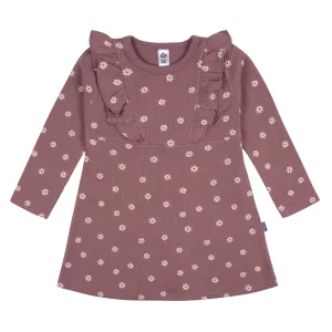 Infant and Toddler Girls Pink Daisies Dress with Ruffle Gerber Childrenswea