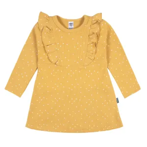 Infant and Toddler Girls Yellow Dots Dress with Ruffle Gerber Childrenswea