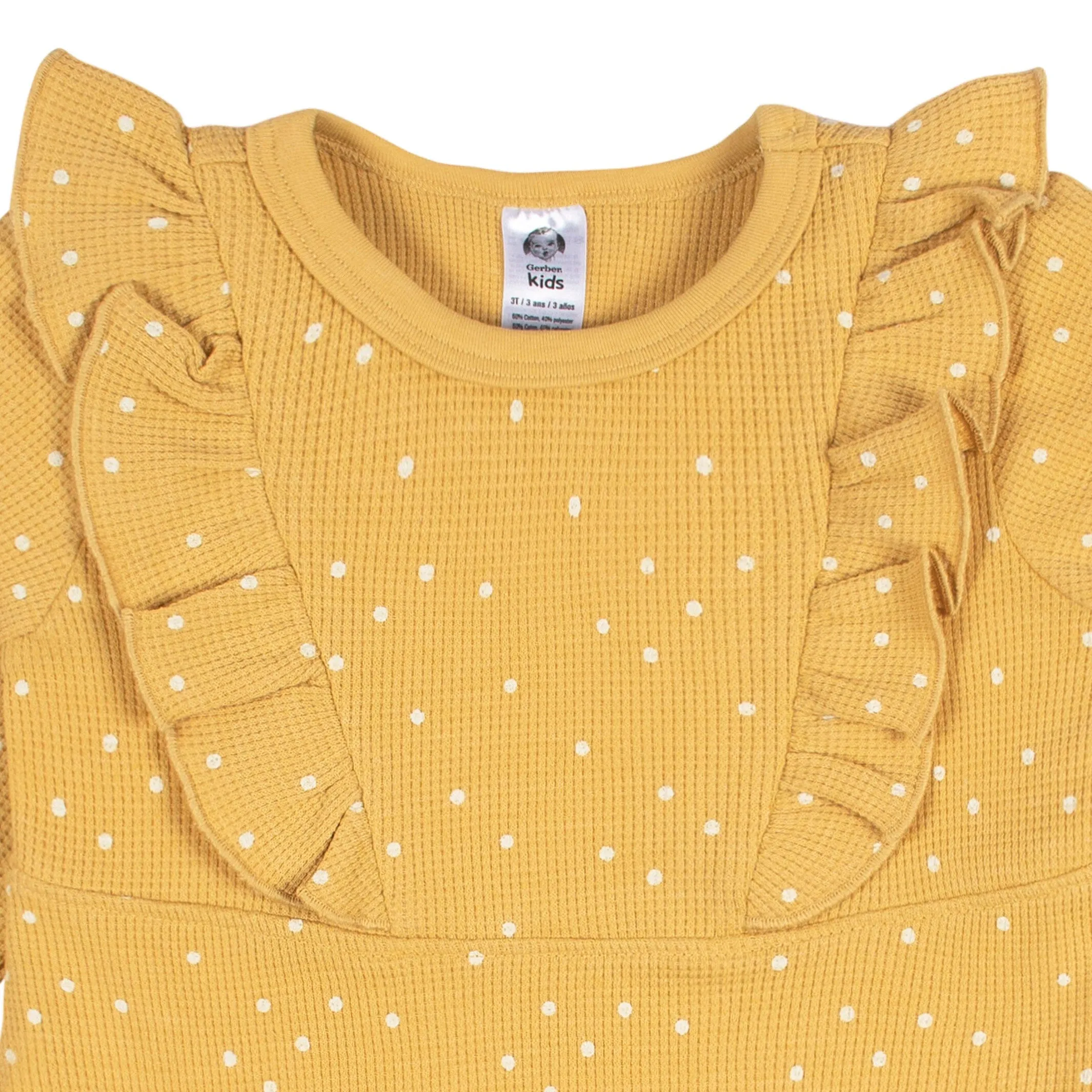 Infant and Toddler Girls Yellow Dots Dress with Ruffle Gerber Childrenswea