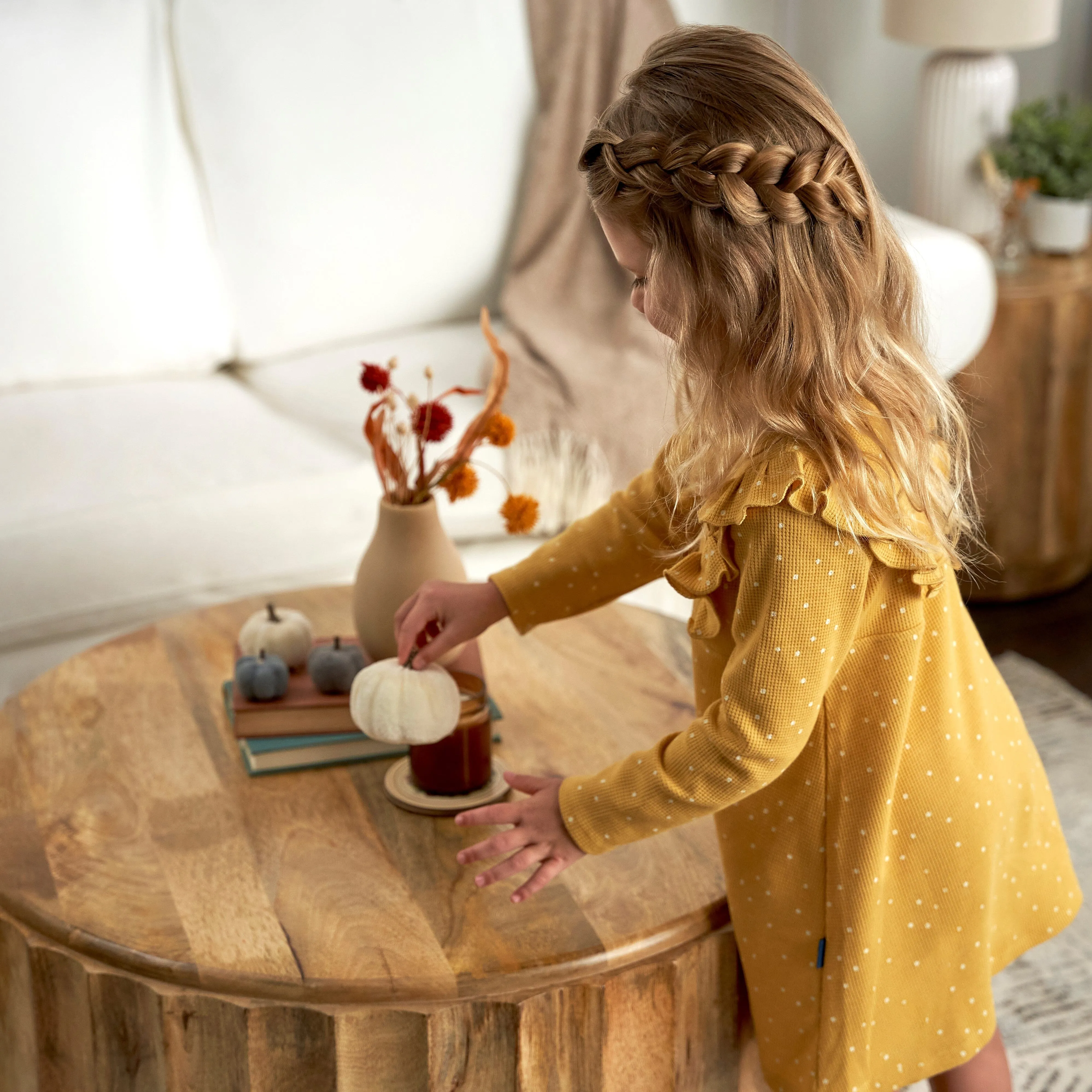 Infant and Toddler Girls Yellow Dots Dress with Ruffle Gerber Childrenswea
