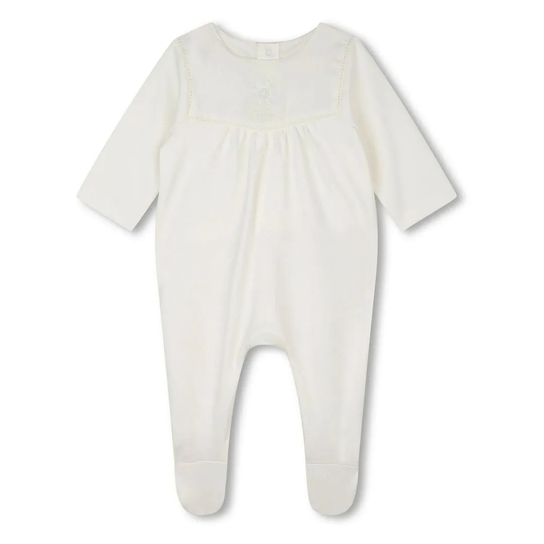 Ivory Embroidered Babygrow Toy Set