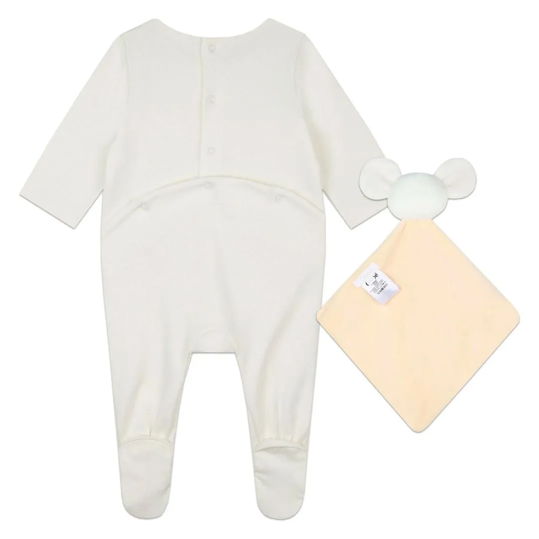 Ivory Embroidered Babygrow Toy Set