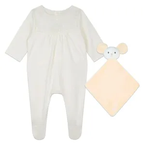 Ivory Embroidered Babygrow Toy Set