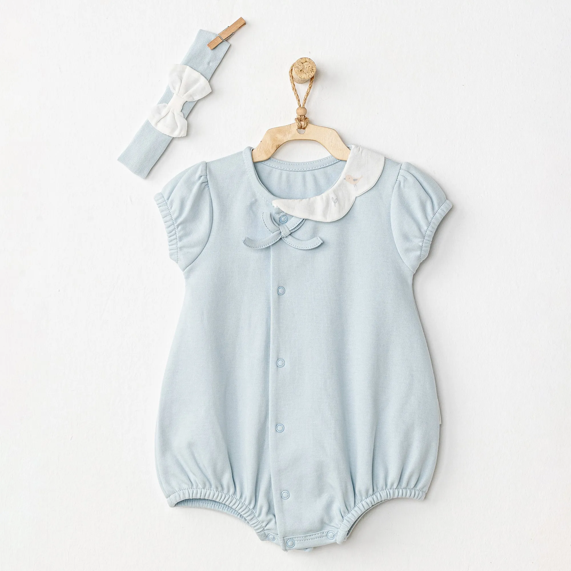 Light Blue Spring Birds Shortie & Headband