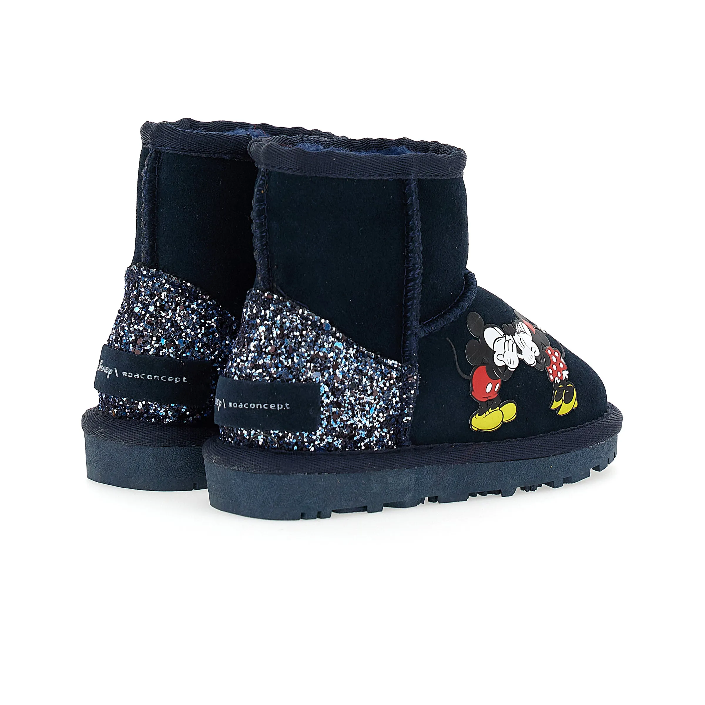 Navy Mickey   Minnie Glitter Tab Winter Boots