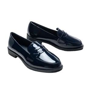 Navy Patent Penny Loafers