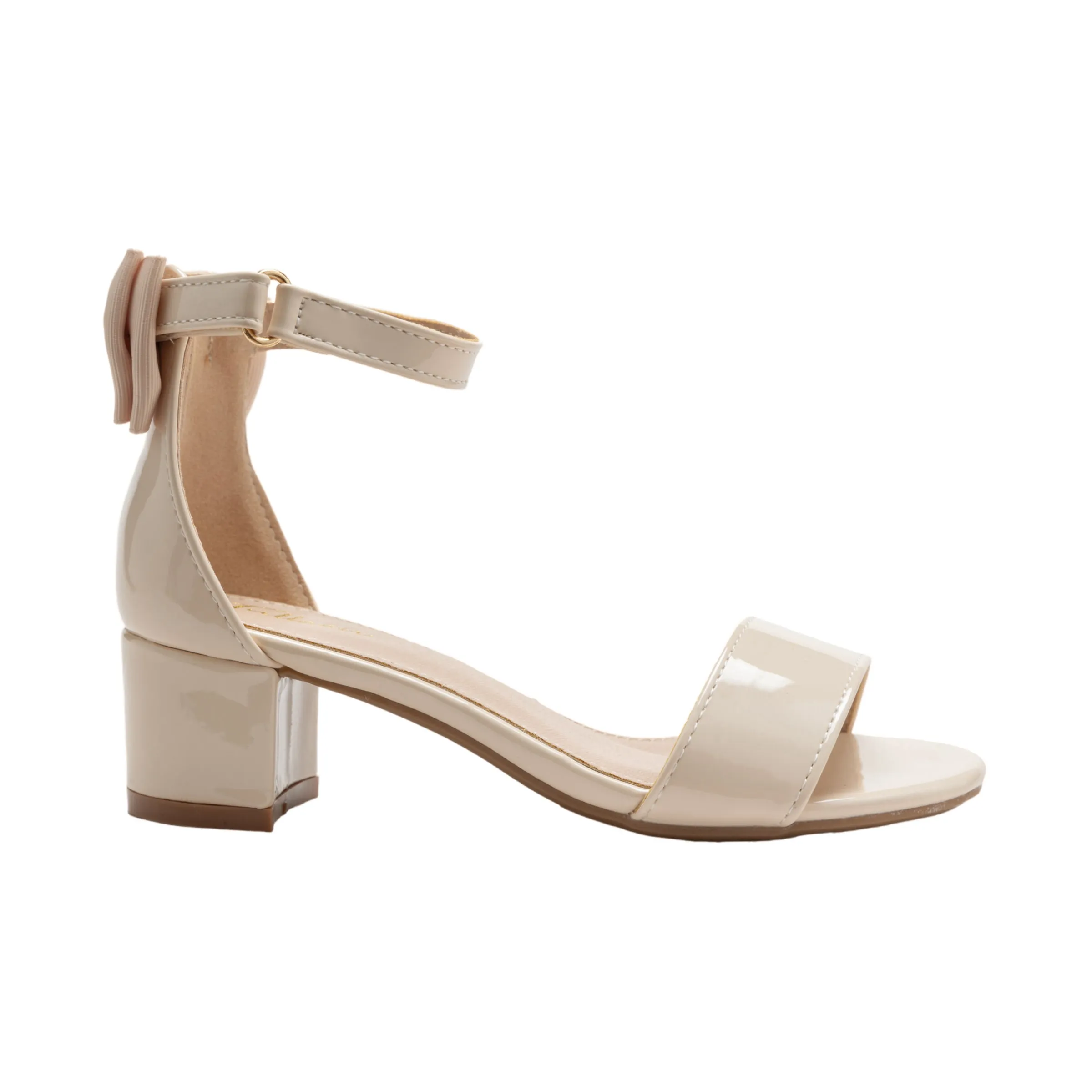 Nude Patent Banded Block Heels