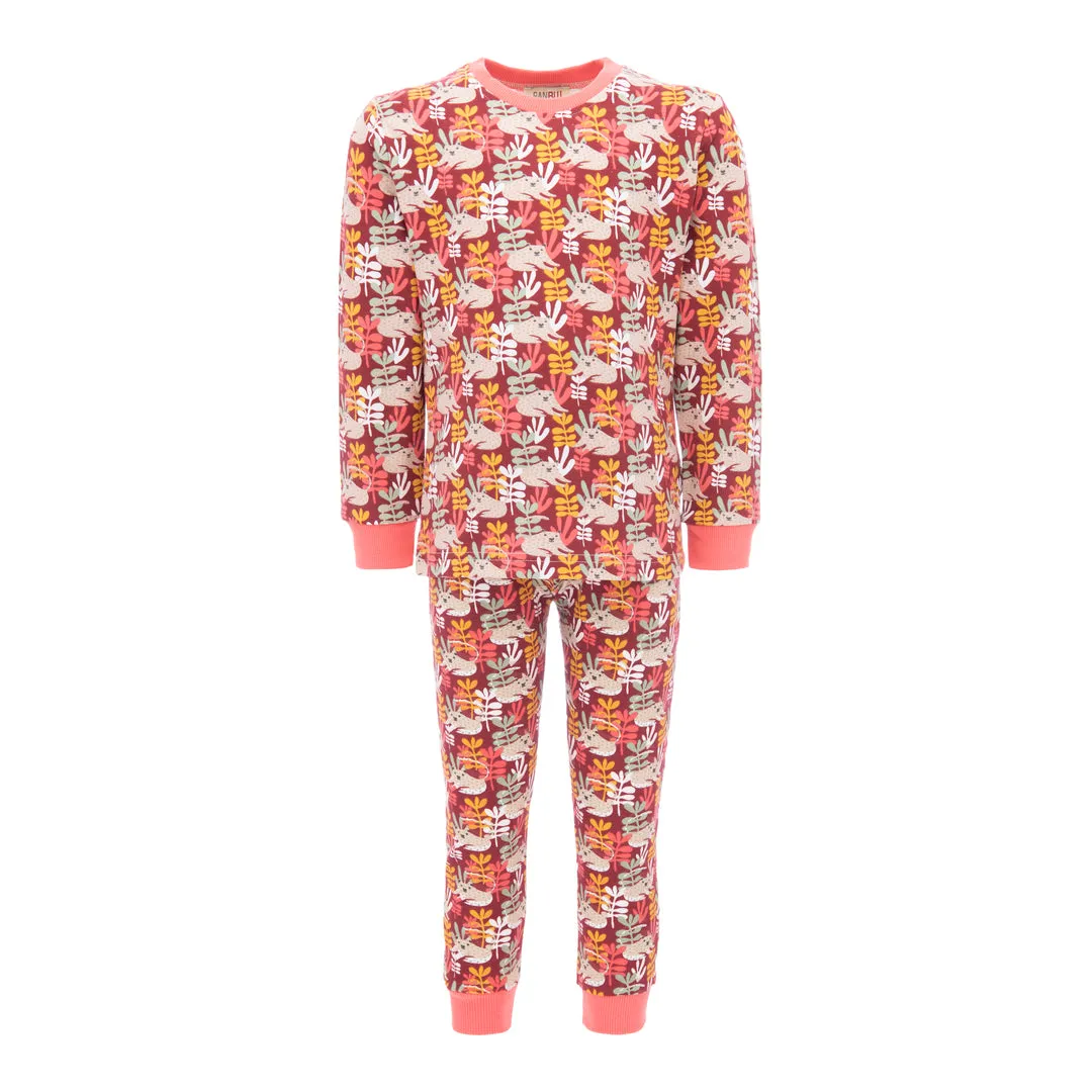 Orange Forest Leopard Print PJ Set