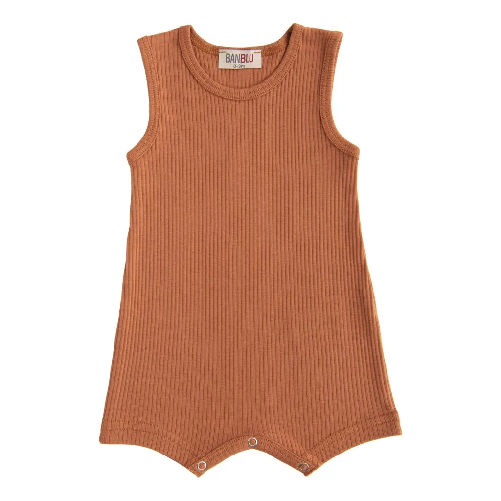Orange Terracotta Sleeveless Modal Shortie