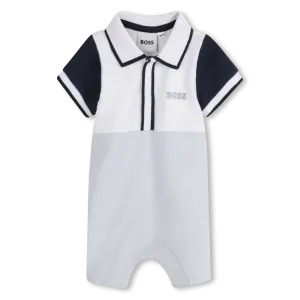 Pale Blue Collared Baseball Shortie