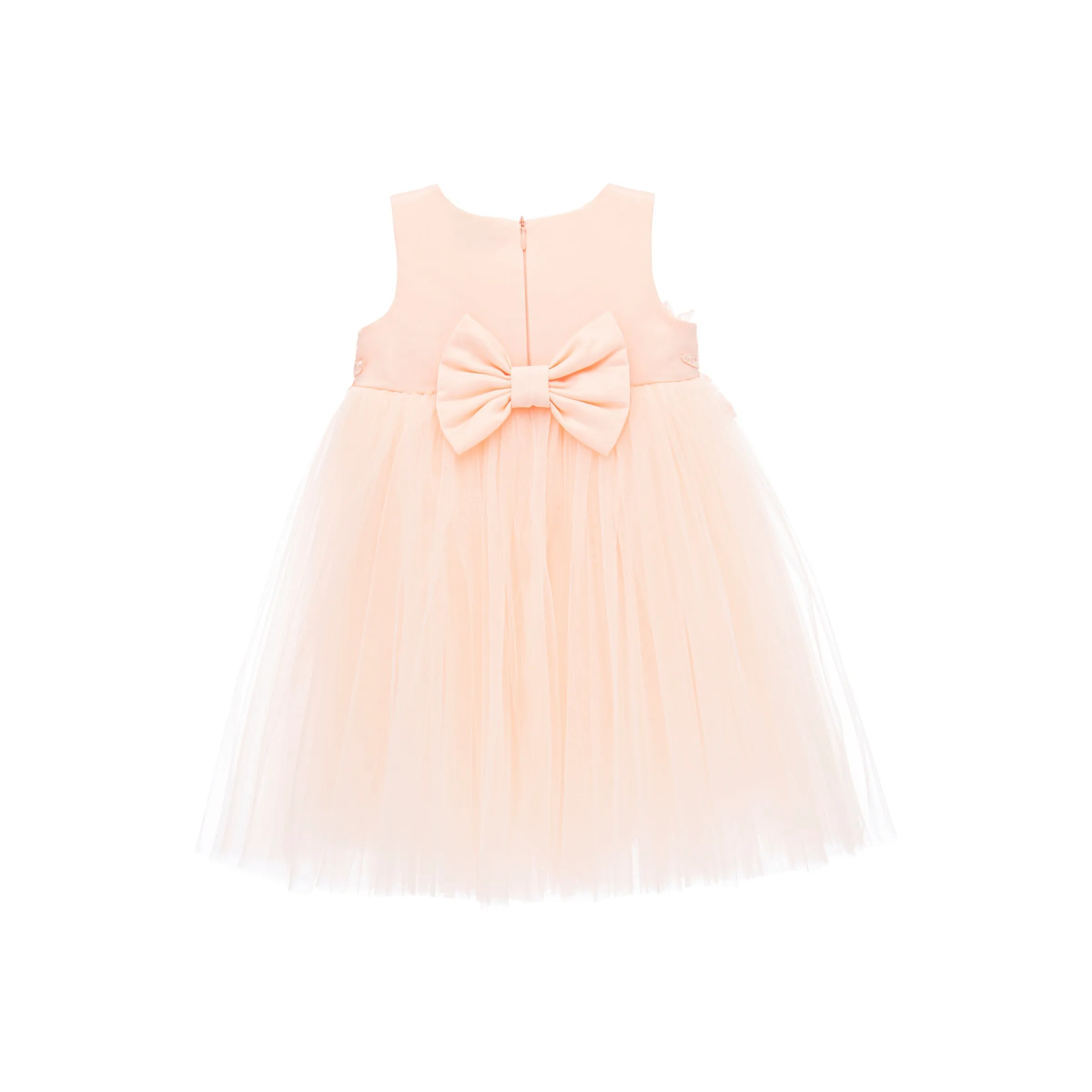 Peach Esterlee Sleeveless Floral Tulle Dress