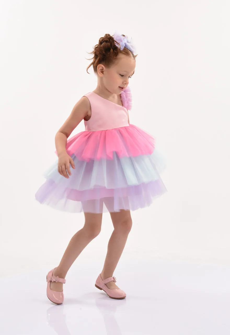 Pink Cakepop Multicolor Layered Tulle Dress