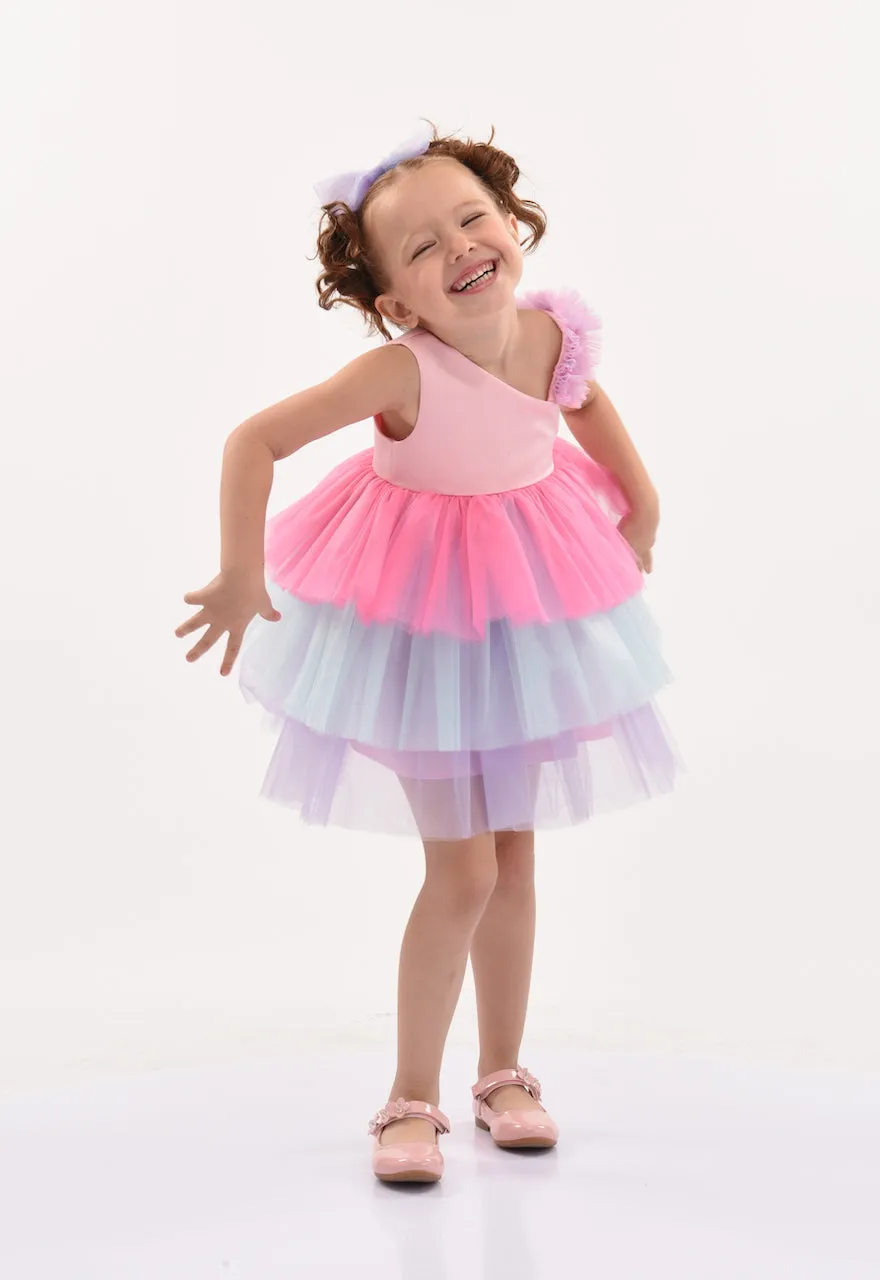 Pink Cakepop Multicolor Layered Tulle Dress