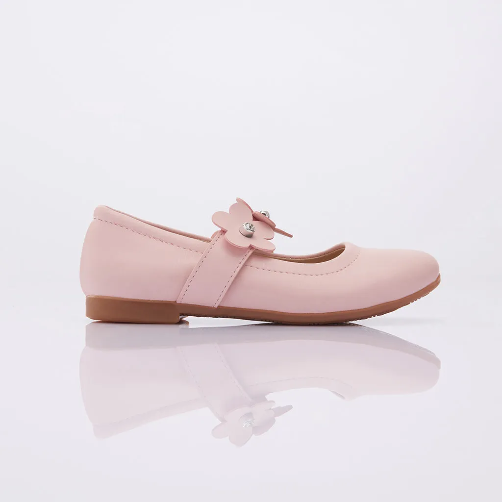 Pink Flower Strap Flats