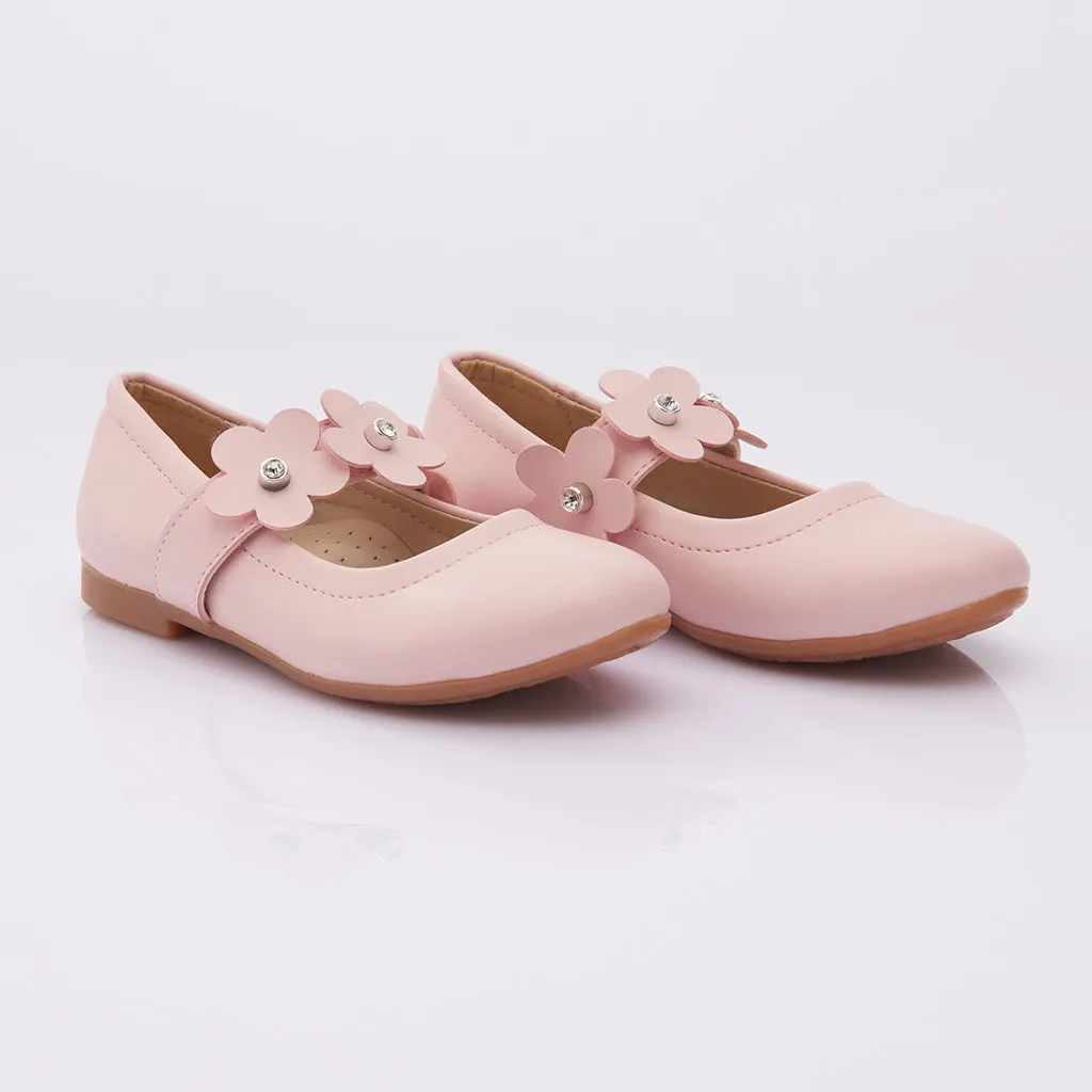 Pink Flower Strap Flats