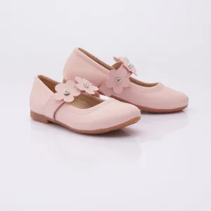 Pink Flower Strap Flats