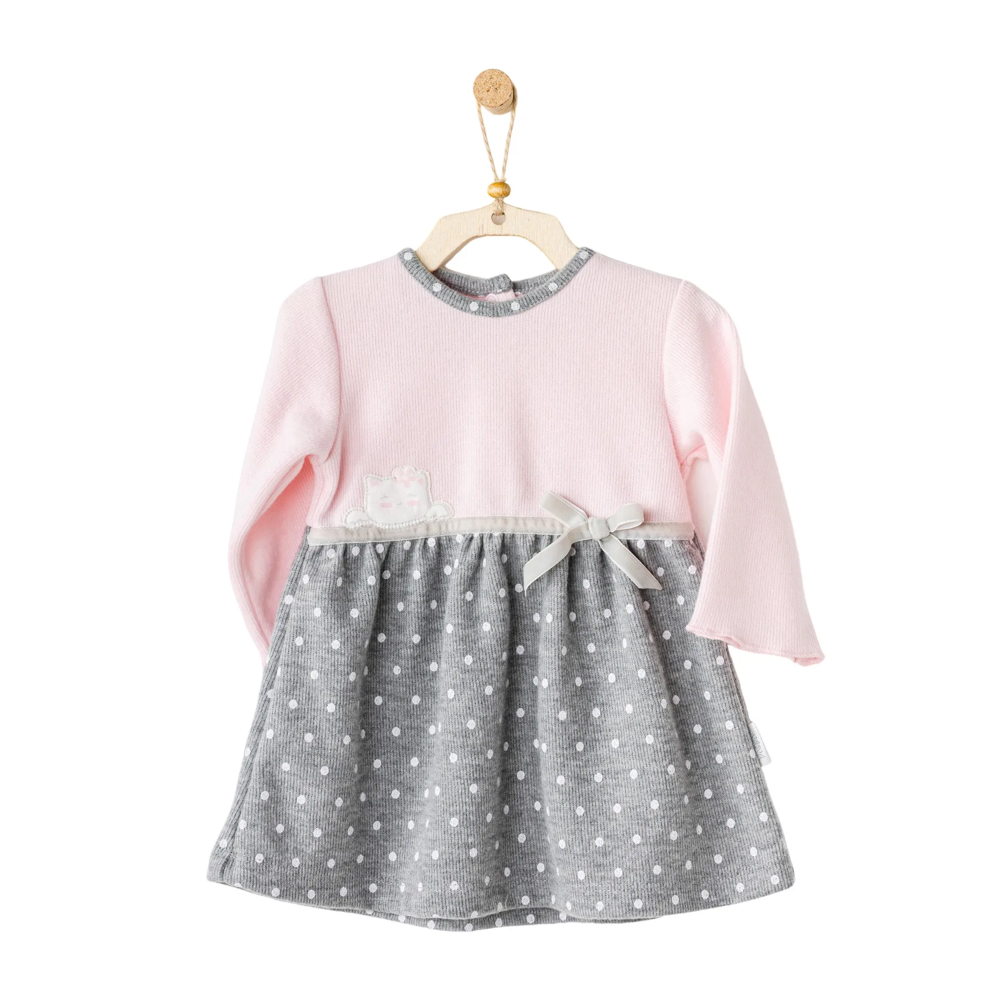 Pink Kitten Print Jersey Dress