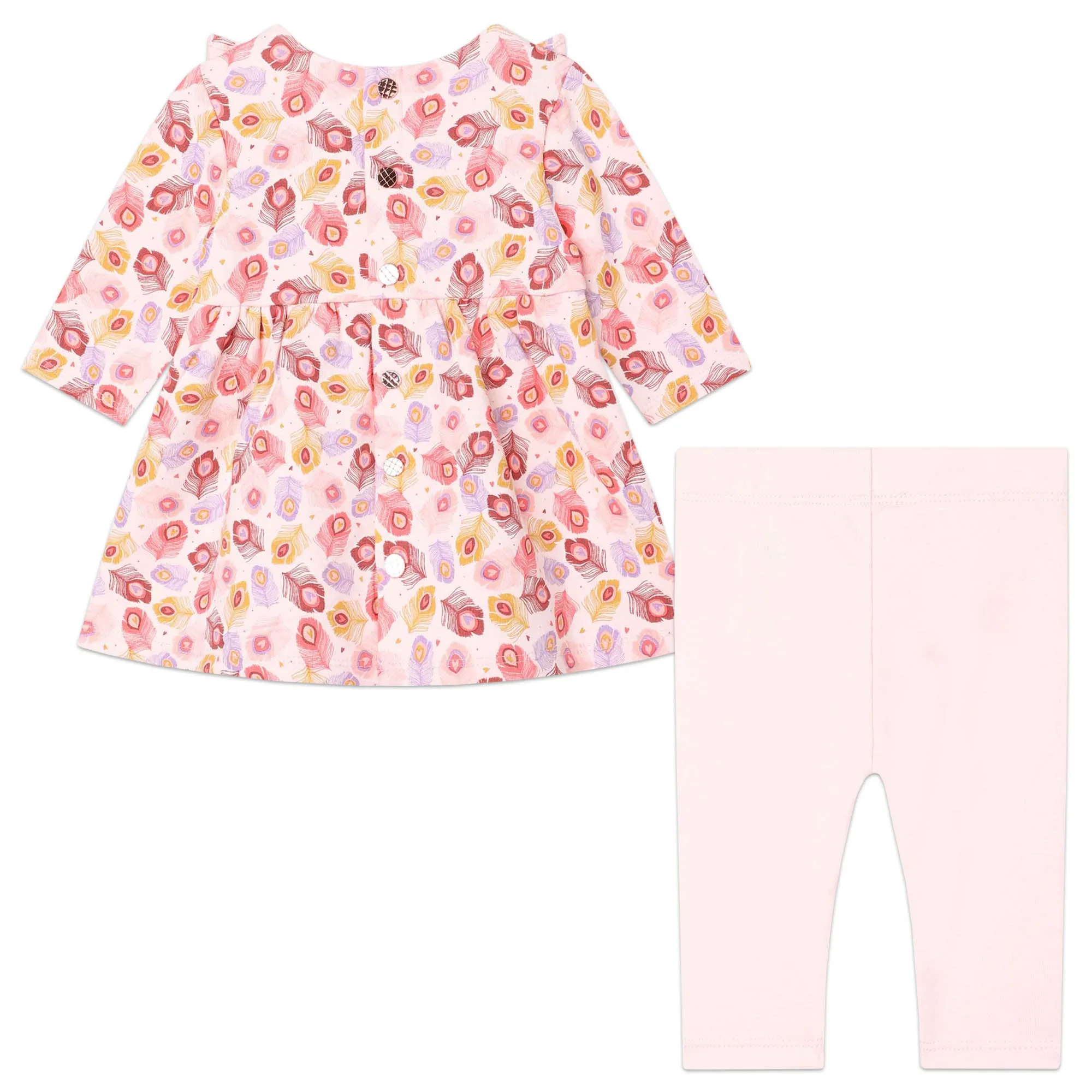 Pink Leaf Print Dress & Leggings