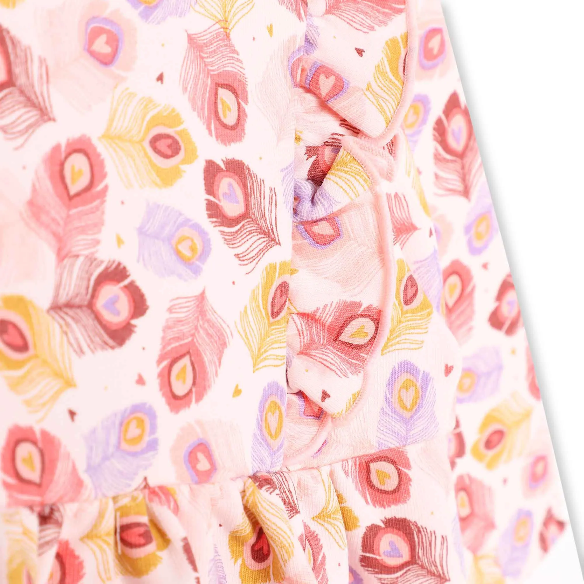Pink Leaf Print Dress & Leggings