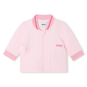 Pink Logo Zip Up Cardigan