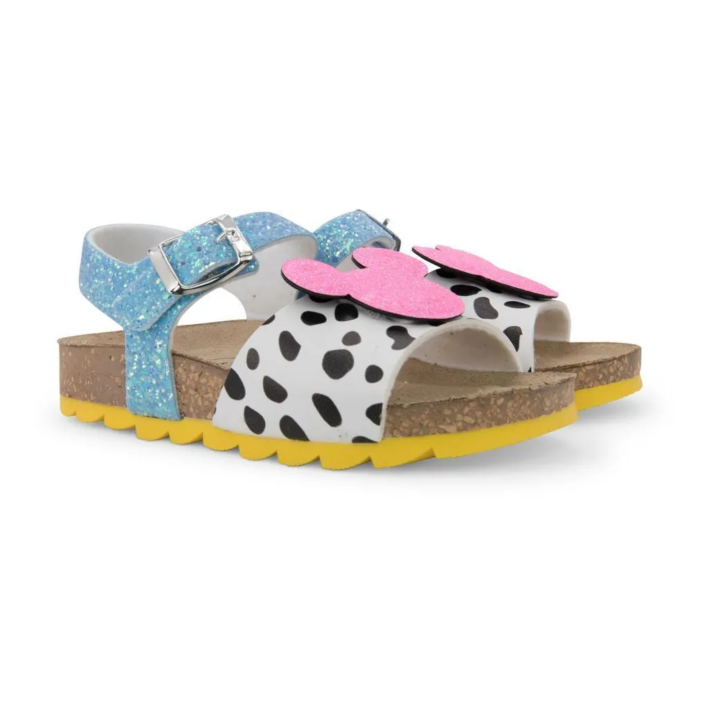 Pink Mickey Logo Dalmatian Print Sandals