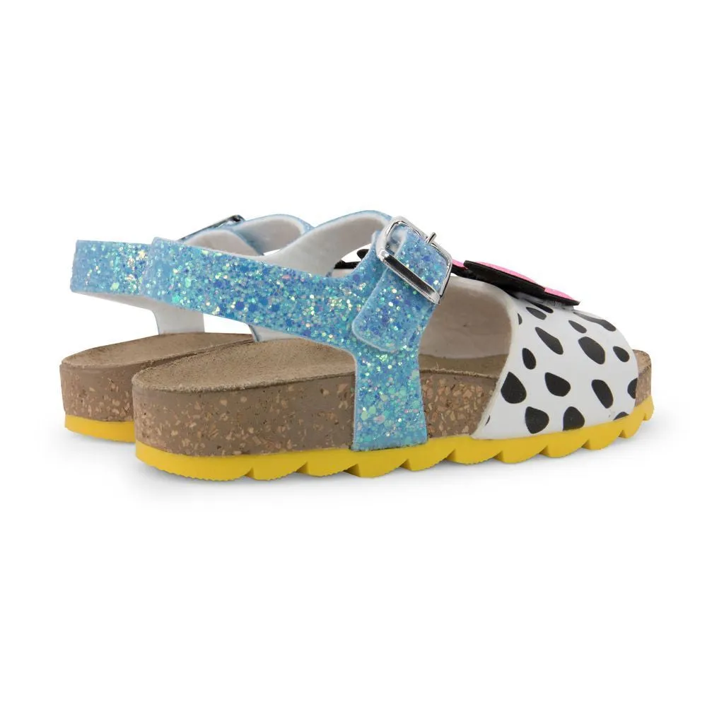 Pink Mickey Logo Dalmatian Print Sandals