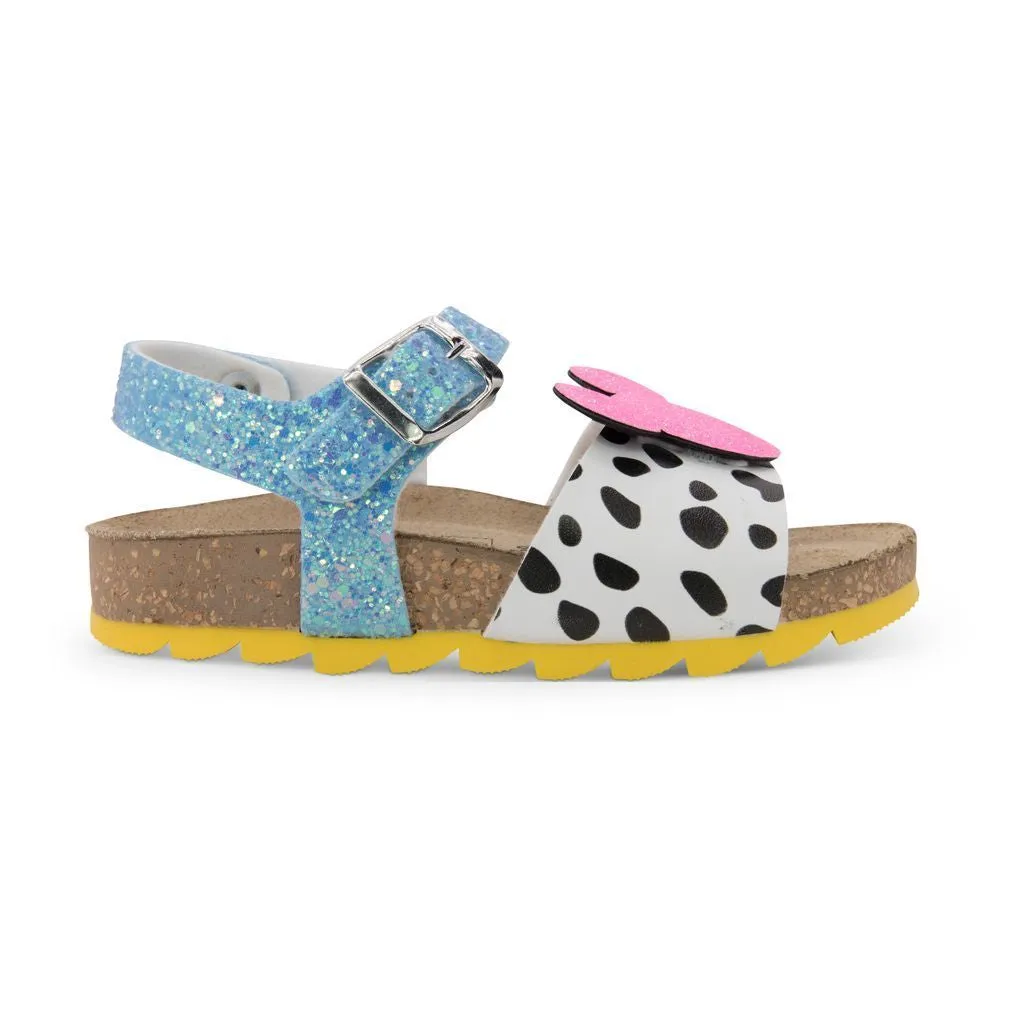Pink Mickey Logo Dalmatian Print Sandals