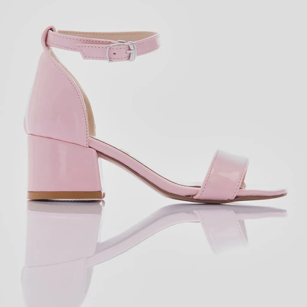 Pink Patent Sandal-Strap Heels