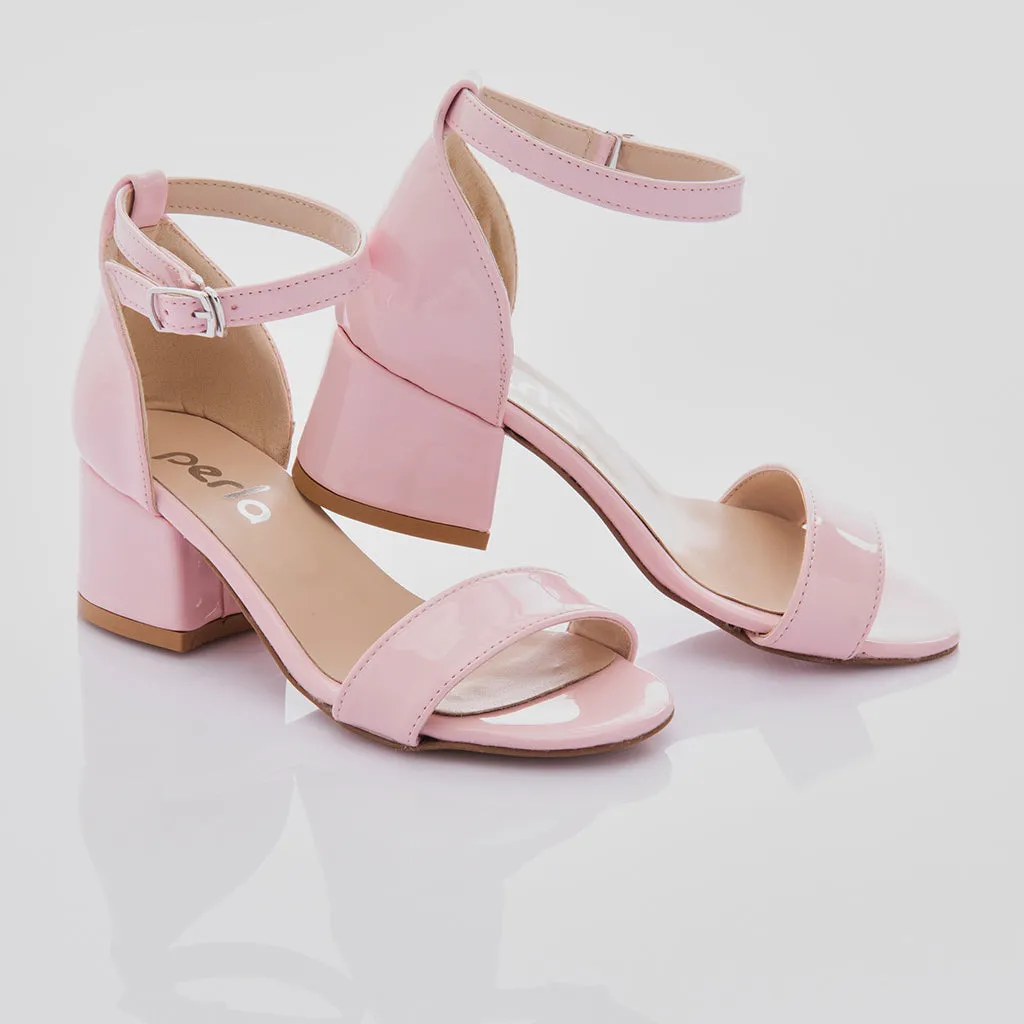Pink Patent Sandal-Strap Heels