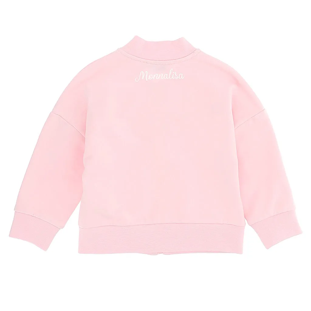 Pink Ruffle Hem Cardigan
