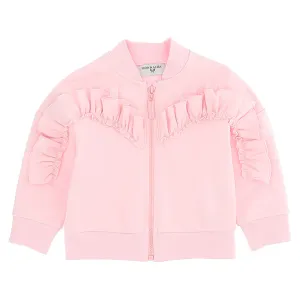 Pink Ruffle Hem Cardigan