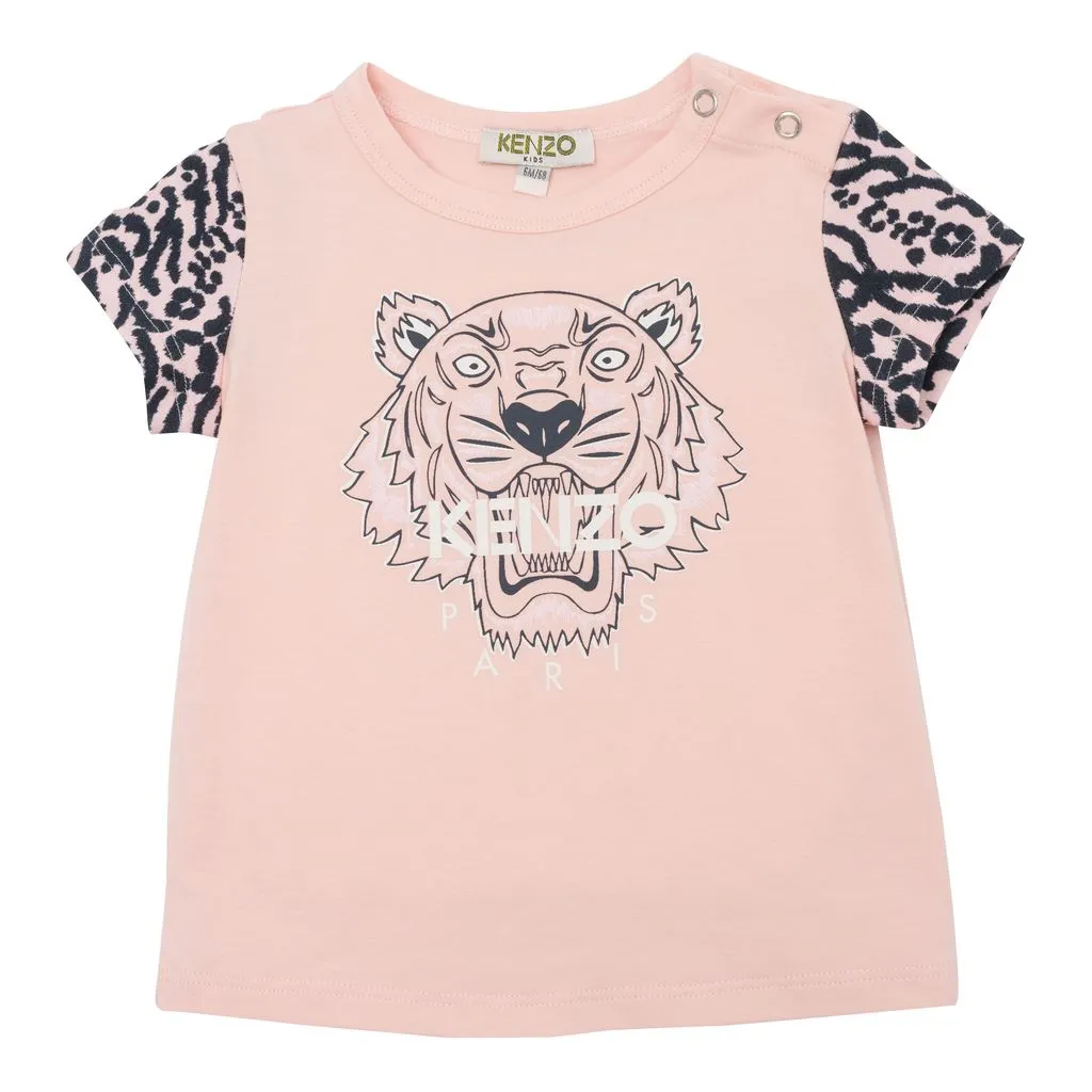 Pink Striped Tiger Logo T-Shirt
