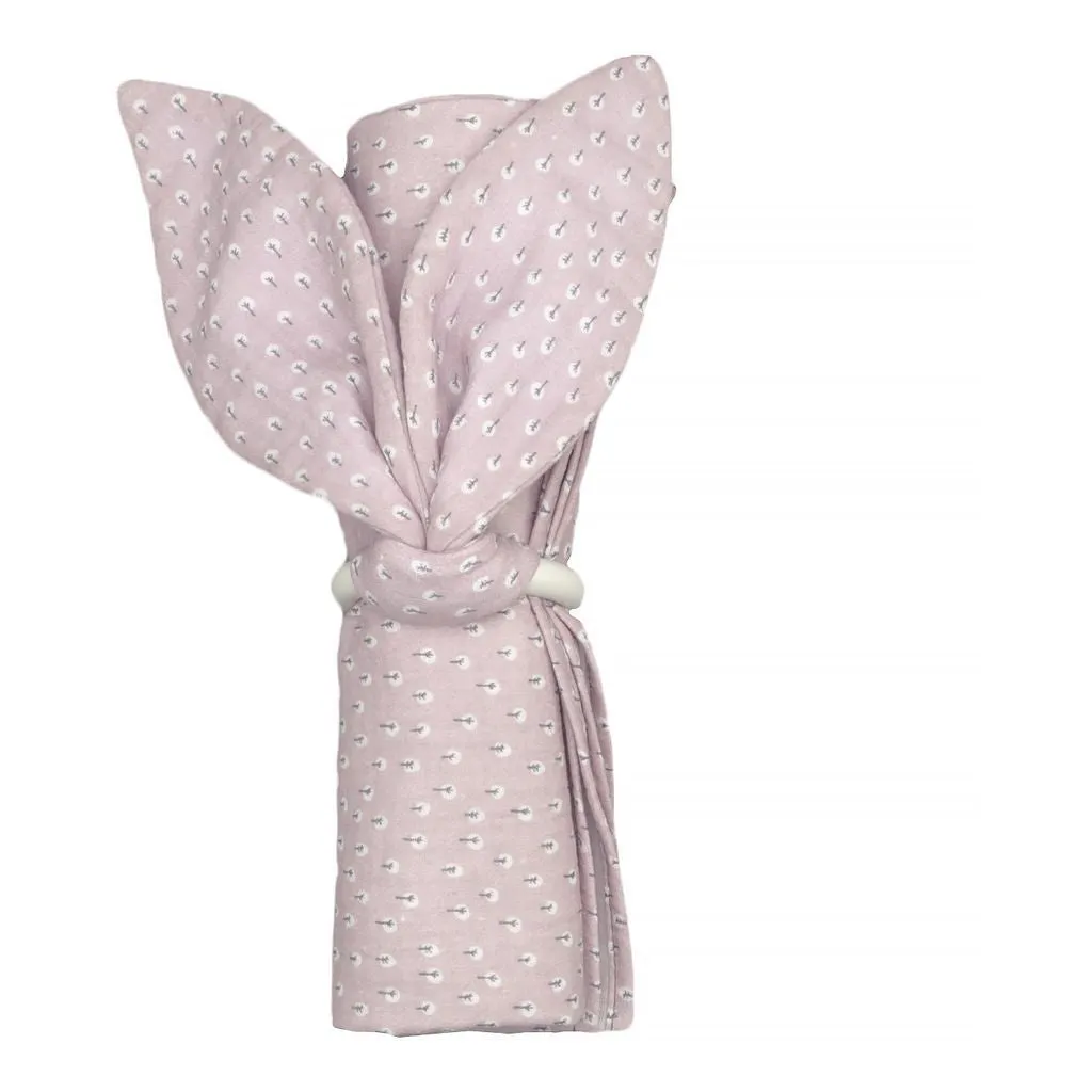 Pink Teething Ring & Burping Cloth