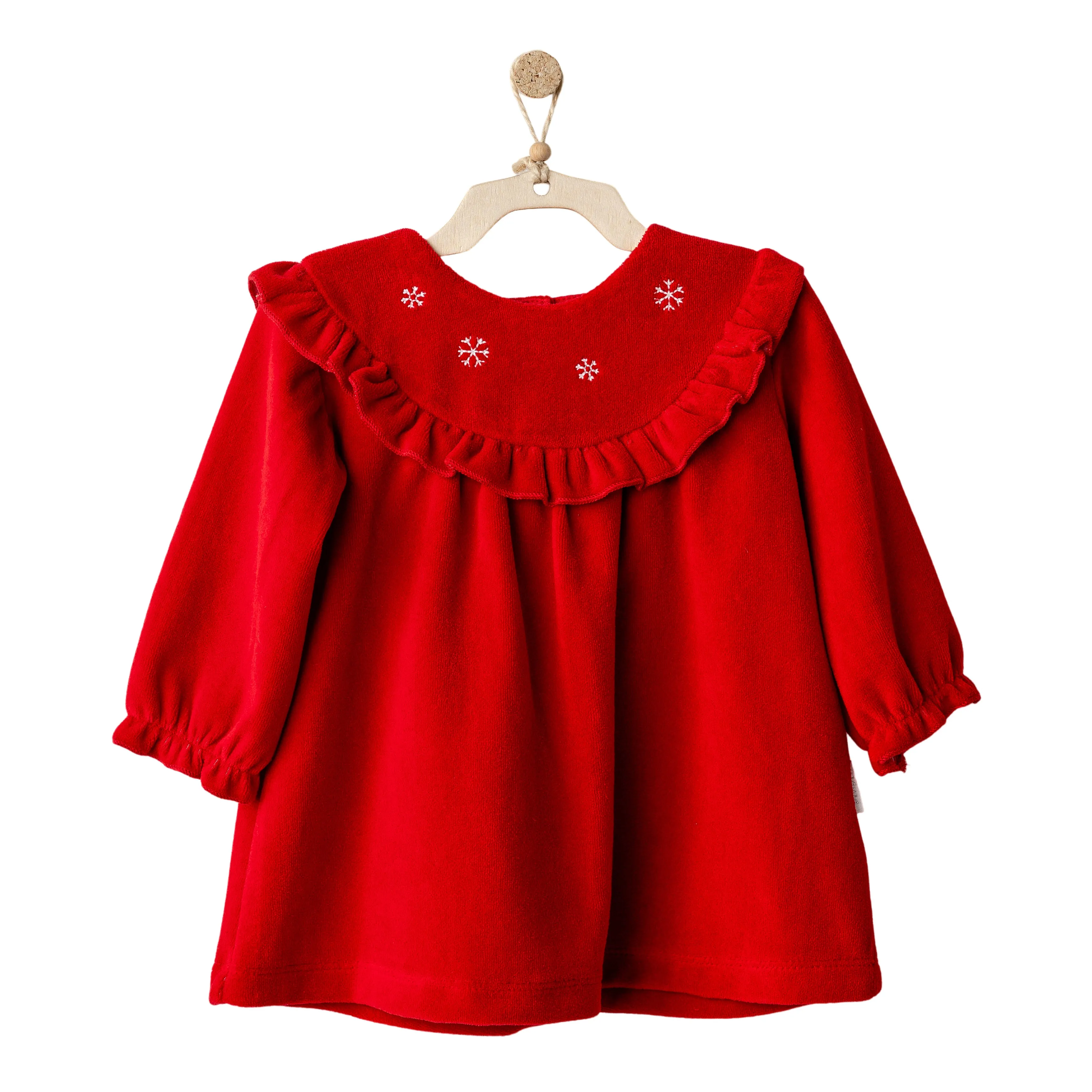 Red Holiday Velvet Smocked Dress