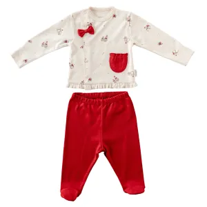 Red Penguin Bow Kimono Outfit