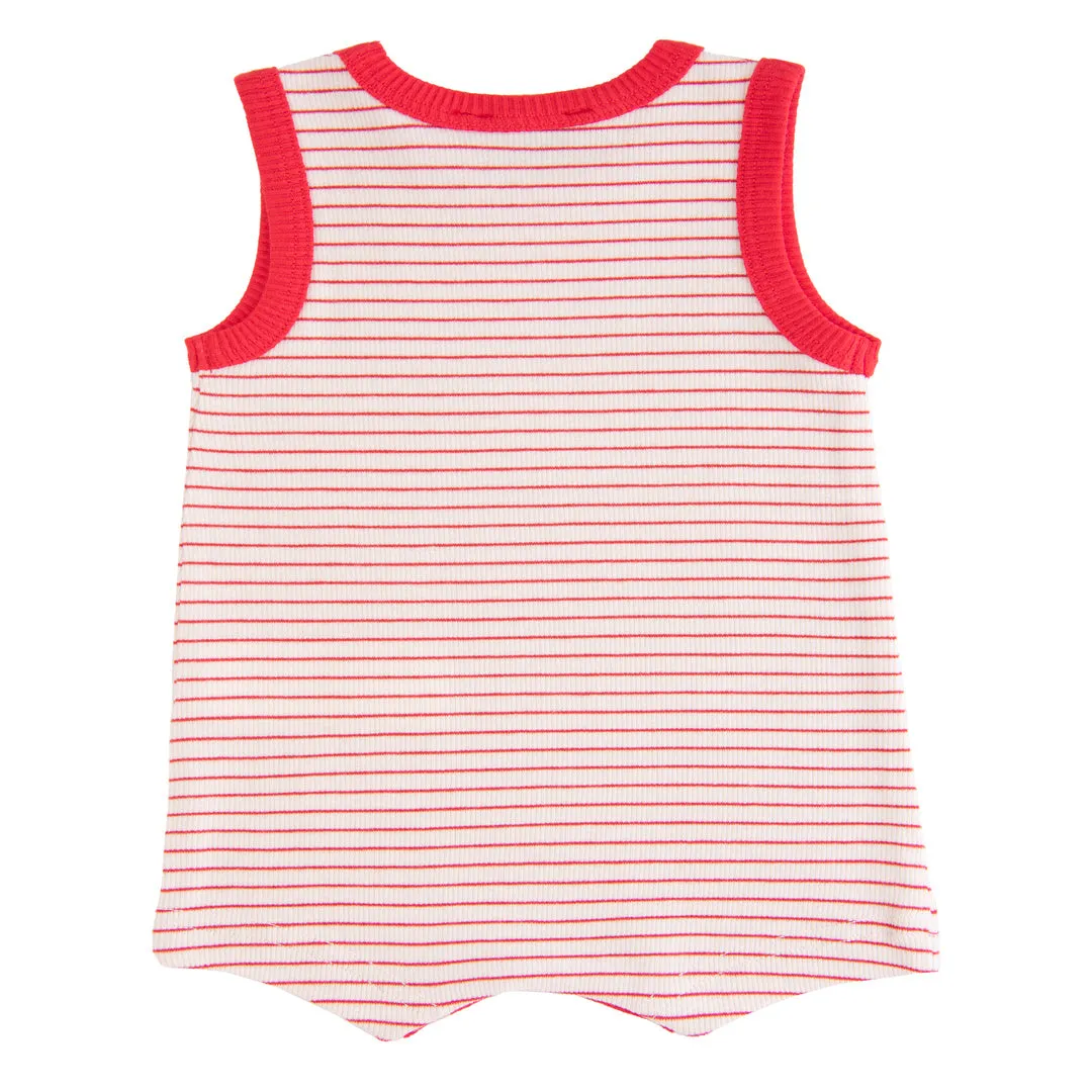 Red Striped Sleeveless Modal Shortie