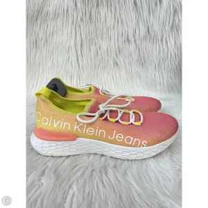 Shoes Athletic By Calvin Klein In Pink & Yellow, Size: 10