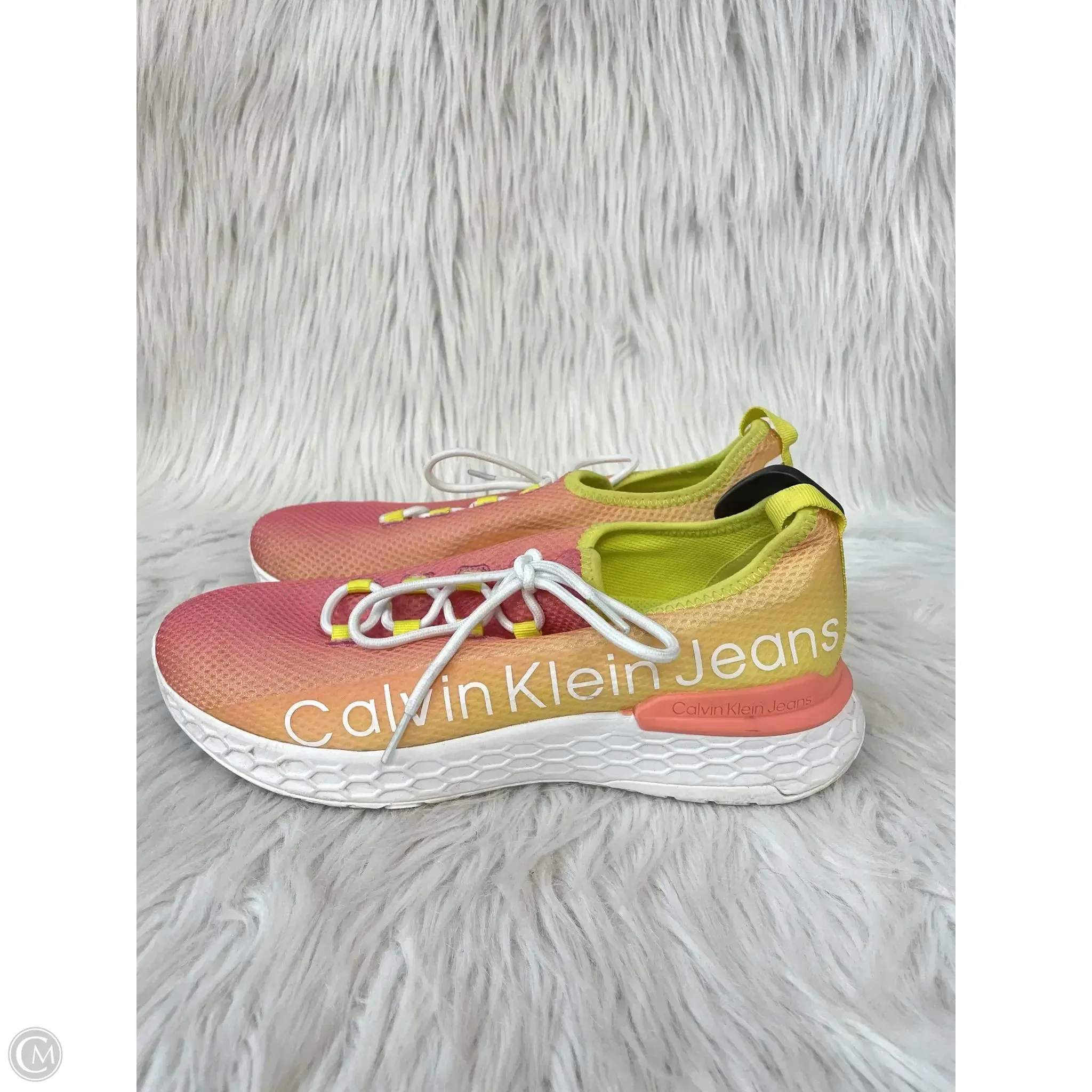 Shoes Athletic By Calvin Klein In Pink & Yellow, Size: 10