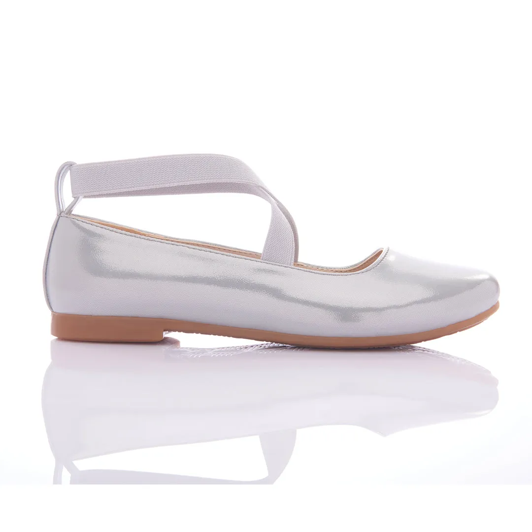 Silver Satin Ballerina Flats