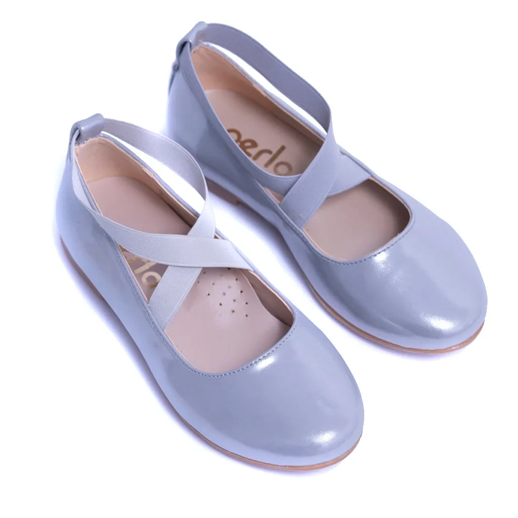 Silver Satin Ballerina Flats