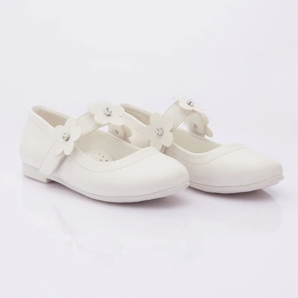 Snow White Flower Strap Flats