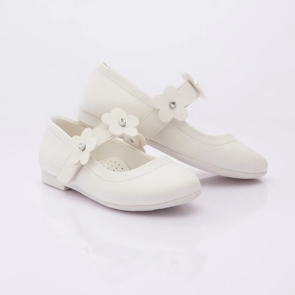 Snow White Flower Strap Flats