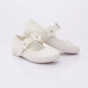 Snow White Flower Strap Flats