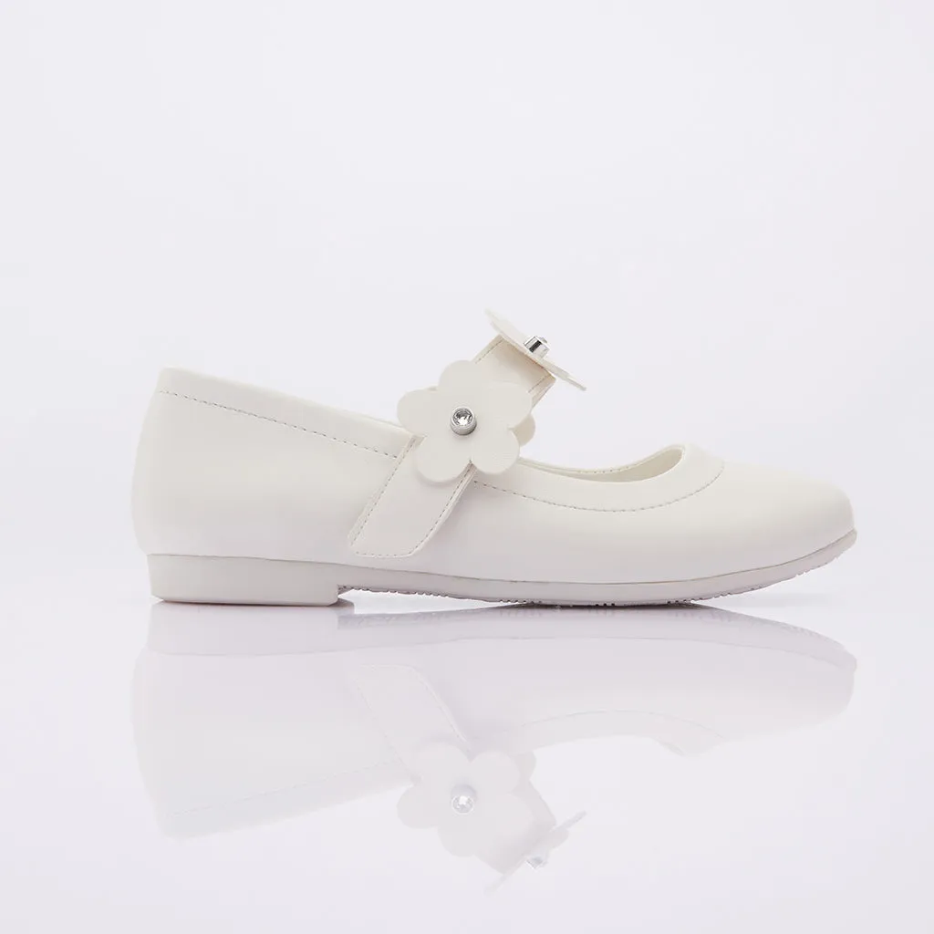 Snow White Flower Strap Flats