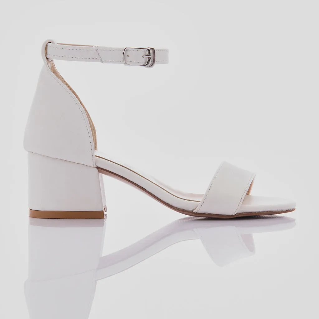 Snow White Sandal-Strap Heels