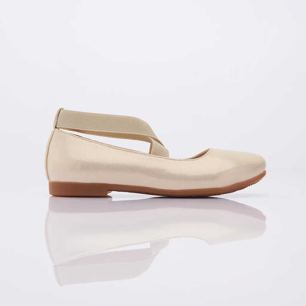 Toddler Gold Satin Ballerina Flats